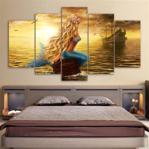 Mermaid Painting 5 Panel Canvas Print Wall Art | Mermaid wall art, Wall art prints, Canvas wall art