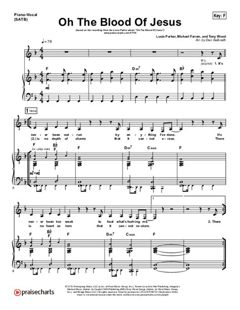 Oh The Blood Of Jesus Sheet Music PDF (Lucia Parker) - PraiseCharts