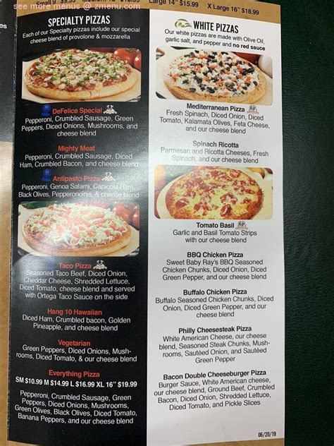 Menu at DeFelice Bros Pizza - Wintersville pizzeria, Wintersville, 497 ...