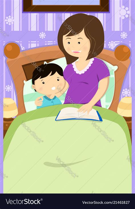 Mother reading a bedtime story Royalty Free Vector Image