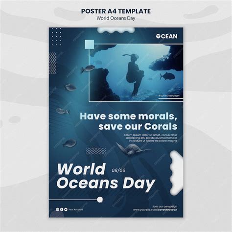 Free PSD | World ocean day poster template design