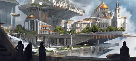 city, artwork, Chris Goff, spaceship, volcano, lava, HD Wallpaper ...