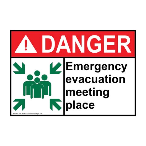 ANSI Emergency Evacuation Meeting Place Sign With Symbol ADE-30317