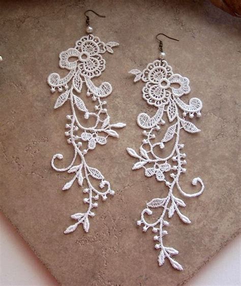 Love :) | Diy lace earrings, Lace earrings, Fabric jewelry