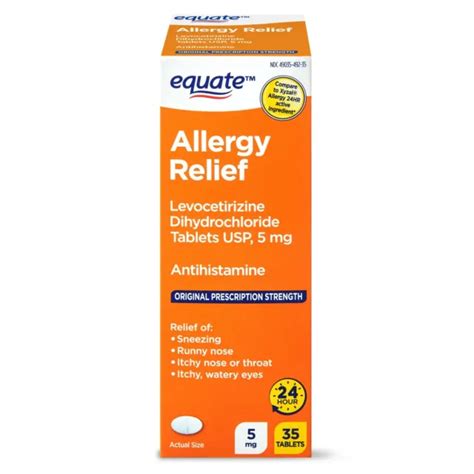 EQUATE LEVOCETIRIZINE DIHYDROCHLORIDE 5mg Allergy Relief Tablets, 35 Count. $25.99 - PicClick