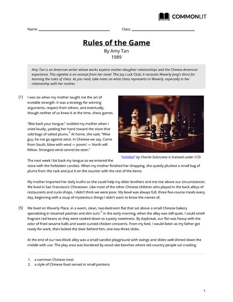 Common Lit Rules of the Game text - Name: Class: "Untitled" by Charlie Solorzano is - Studocu