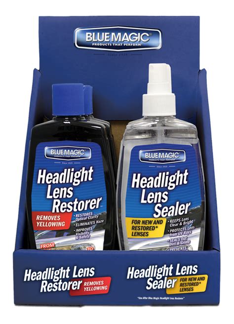 BlueMagic Headlight Lens Restorer, 3 Ea, And Headlight Lens Sealer Counter Display, 3 Ea 735CD-06