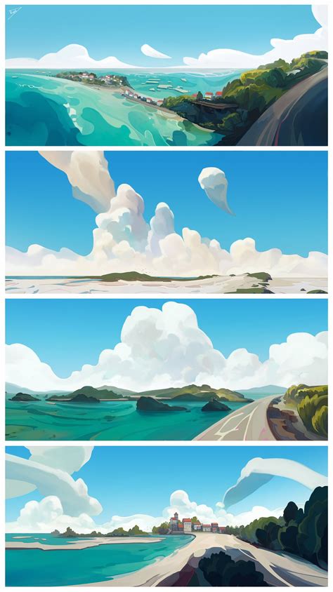 Raph 💀 on Twitter: "Fluffy Clouds 💚☁️ #illustration #conceptart #art #digitalart https://t.co ...