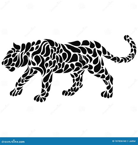 Silhouette of a Walking Black Panther in a Tattoo Style. Stock Vector - Illustration of emblem ...