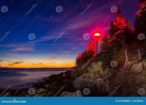 Bass Harbor Lighthouse at Night, in Acadia National Park, Maine. Stock ...