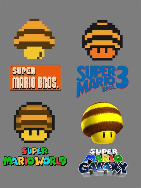 Bee mushroom in different styles | Super mario, Super mario bros, Pixel art