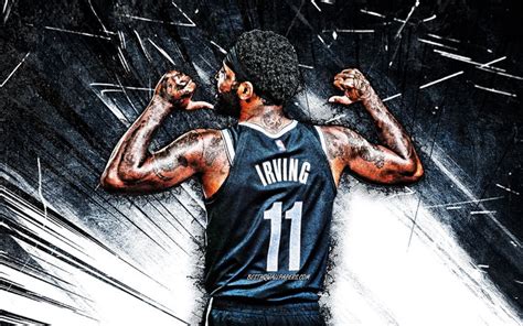 Download wallpapers 4k, Kyrie Irving, grunge art, back view, Brooklyn Nets, NBA, basketball ...