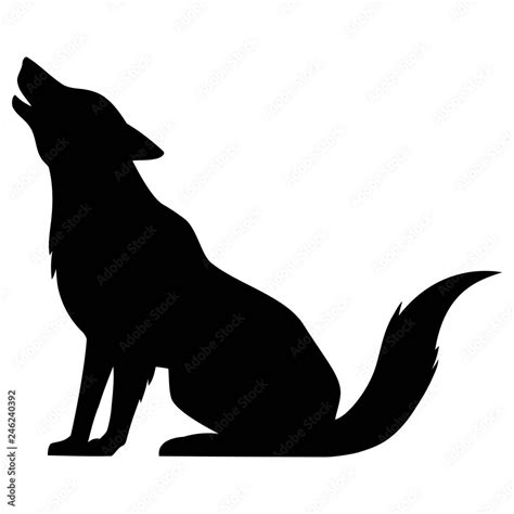 Wolf Howling Silhouette - A vector cartoon illustration of a Wolf ...