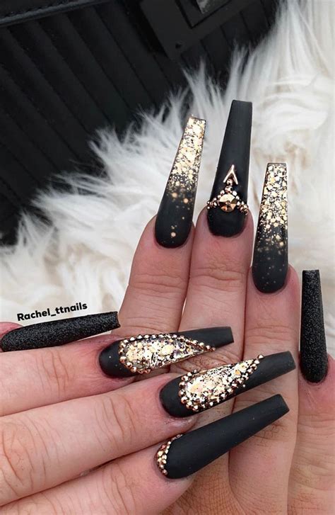 Stylish Nail Art Designs That Pretty From Every Angle : Glam Black Coffin Nails