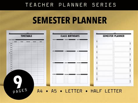 Printable Semester Planner Pages for Teachers // A4 A5 - Etsy