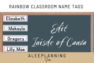 Rainbow Name Tags| Classroom Decor Graphic by ALeePlanning Shop · Creative Fabrica