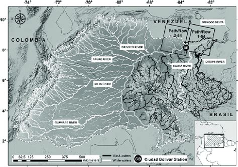 Catchment area of the Orinoco River, representing the principal... | Download Scientific Diagram