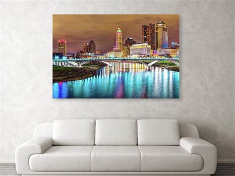 Columbus Skyline Print Ohio Art Columbus River and - Etsy