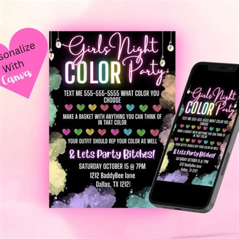 Color Party Invitation Editable Template Online Rainbow - Etsy