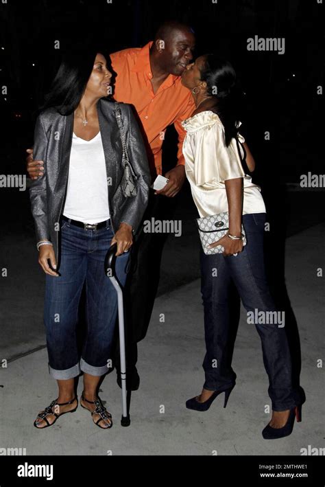 Magic Johnson, wife and daughter arrive to the Sade concert held at the ...