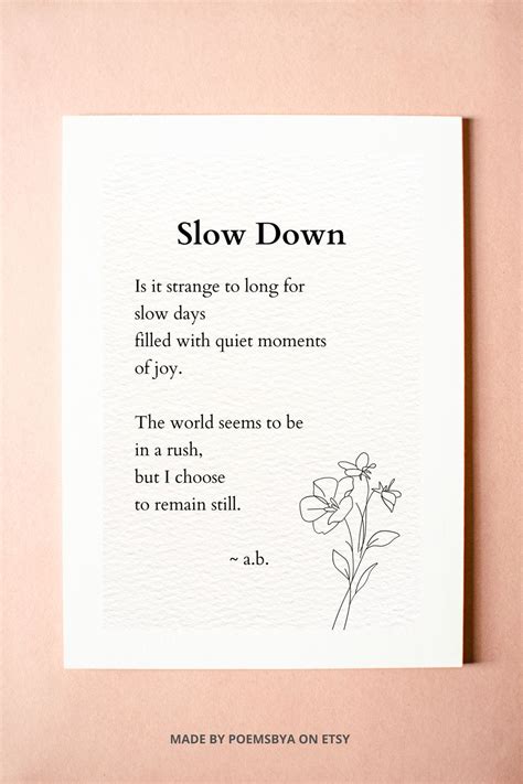 Short Poem Life Slow Down Life, Short Poem Life, Digital Poem Life Lessons, Inspirational Poem ...