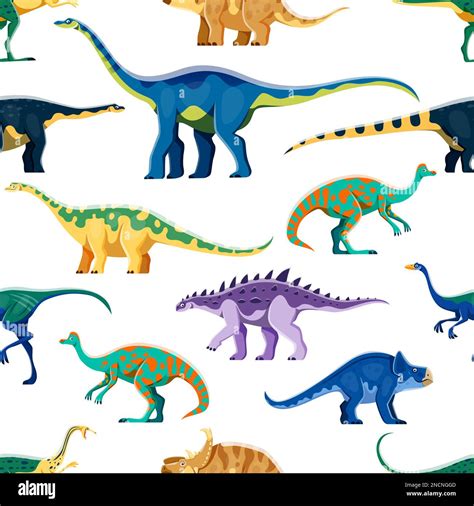 Jurassic dinosaurs cartoon characters seamless pattern. Textile vector ...