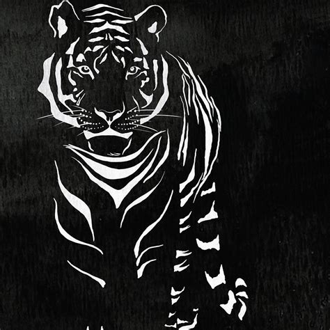 Tiger Animal Decorative Black and White Poster 15 - by Diana Van Painting by Diana Van - Fine ...