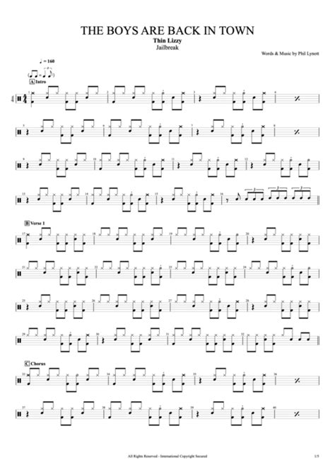 The Boys Are Back in Town Tab by Thin Lizzy (Guitar Pro) - Full Score | mySongBook