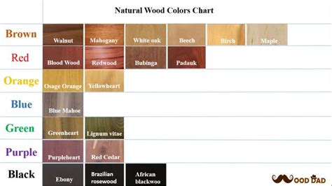 Natural Wood Colors Chart - Wood Dad | Wood colors, Natural wood, Color ...