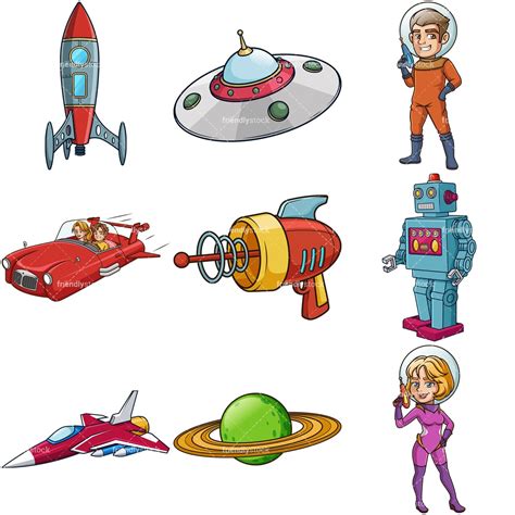 Retro Sci-Fi Clipart Collection - FriendlyStock