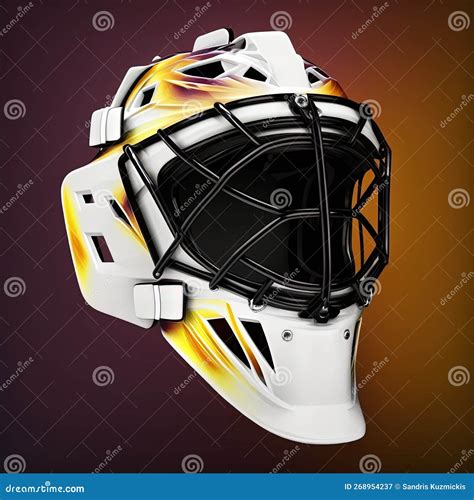 Hockey Goalie Helmet - White and Yellow Color. Generative AI Stock ...