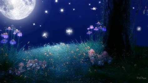 Full Moon Wallpaper | twilight-of-the-moon-bright-flowers-full-moon-glow-grass-light-sky ...