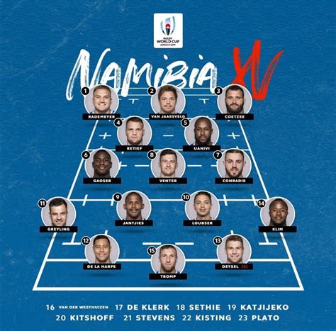 Namibia Rugby on Twitter: "Namibia's team for match against Canada. 13 October 2019 Kamaishi ...