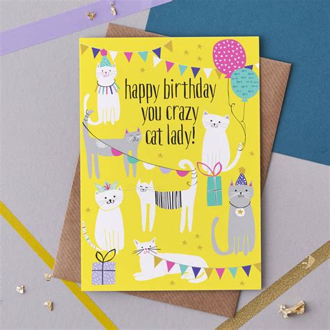 crazy cat lady birthday card by jessica hogarth | notonthehighstreet.com
