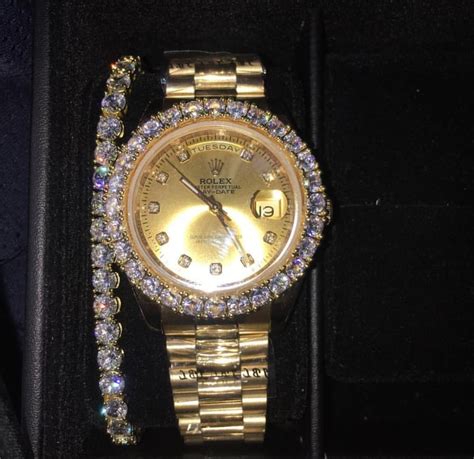 Gold Rolex Presidential Day-date Custom Diamond bezel Lab-Diamonds ...