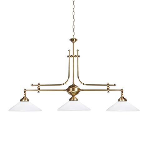 Pool Table Pendant Lights Real Brass White Glasses | Ghidini 1849