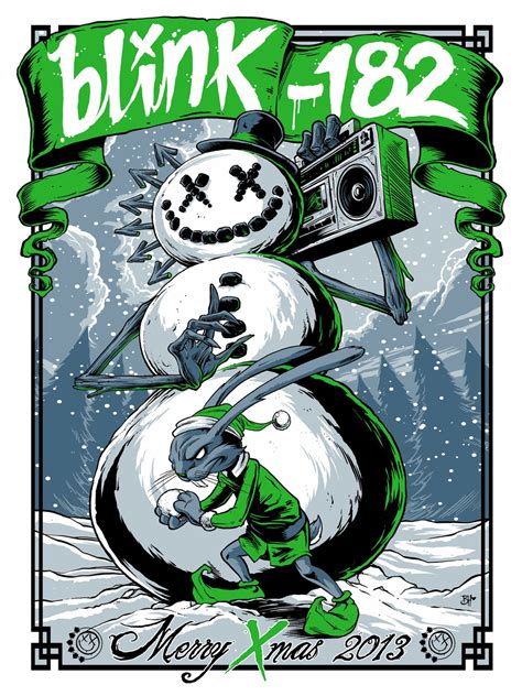 INSIDE THE ROCK POSTER FRAME BLOG: Blink 182 Band Signed Christmas Poster by Brandon Heart Green ...