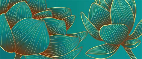 Luxury gold lotus background vector. Zen wallpaper collection with golden lotus line art. Design ...