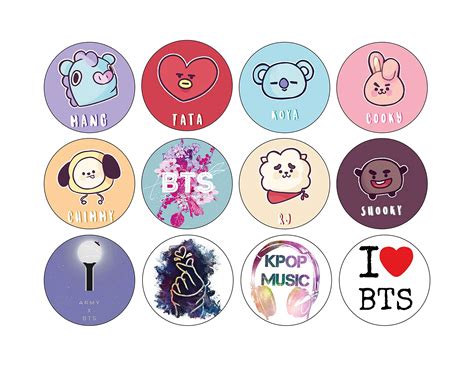 Buy D2C Scrapbook Sticker for BTS BT21 2.5inch Music Cartoon Bangtan Boys Stickers Ideal for ...