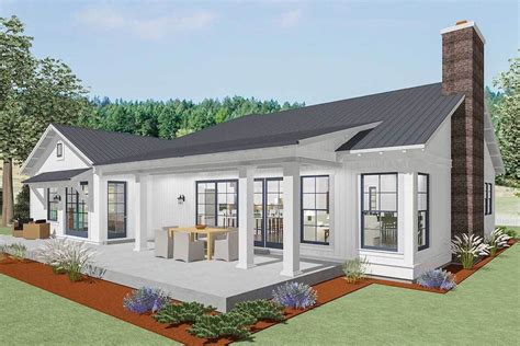 Plan 64449SC: Stylish Farmhouse Ranch House Plan