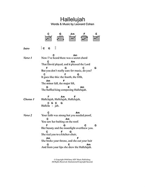 Leonard Cohen "Hallelujah" Sheet Music Notes | Download Printable PDF Score 156040