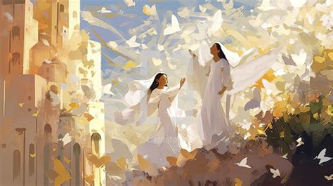 Colorful painting art of angels singing and... — Photo — Lightstock