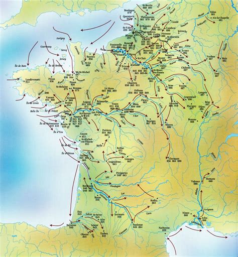 Map of Viking Raids in France: 9th - 10th Centuries | Viking history ...