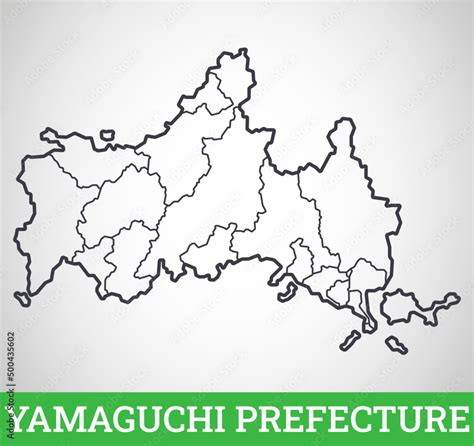 Simple outline map of Yamaguchi Prefecture, Japan. Vector graphic illustration. Stock Vector ...