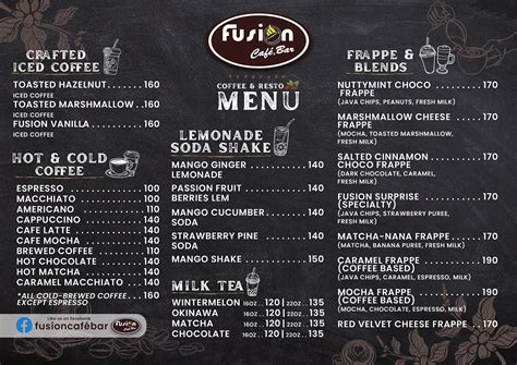 FUSION CAFE MENU on Behance