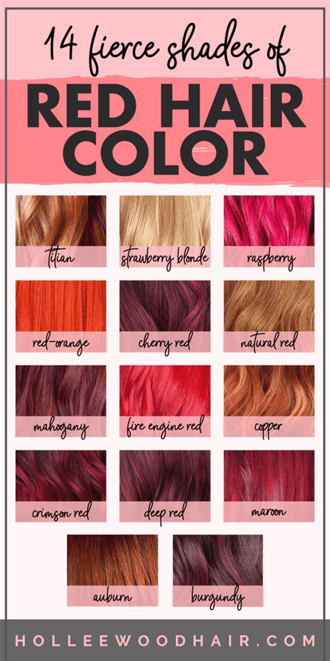 Shades Of Red Hair Color Palette - Hairstyles Weekly