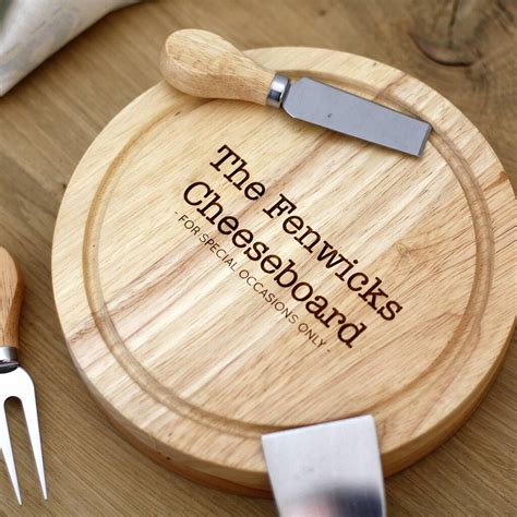 Personalised Wooden Cheese Board And Knife Set By Hot Dot Laser | notonthehighstreet.com