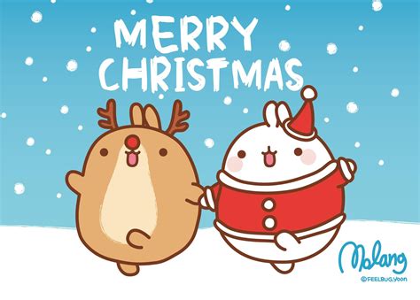 Molang and the deer ! | Cute christmas backgrounds, Cute christmas wallpaper, Kawaii christmas