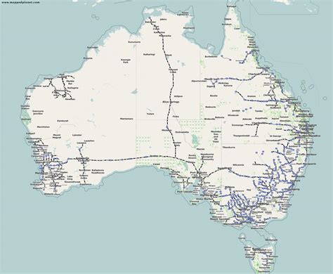 Australian railway map - Map of Australian railways (Australia and New ...