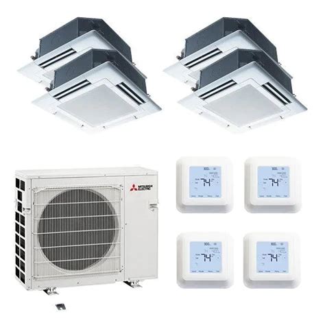 Mitsubishi 36,000 BTU 4 Zone Ceiling Cassette Ductless Mini-Split Heat ...